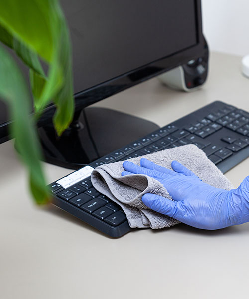 Cleaning office desk
